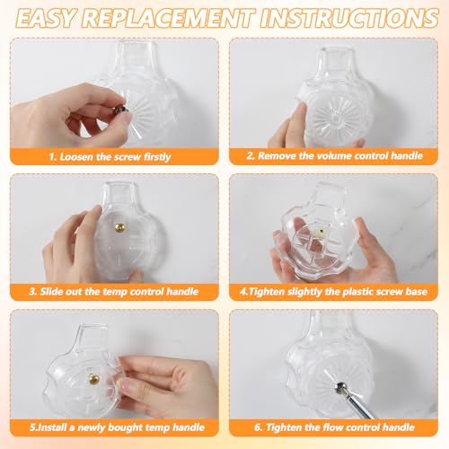 Quilax MXT11 Shower Knob Replacement, Clear Acrylic Shower Knobs, Bathtub Knobs Replacement, Compatible with Many Temperature and Volume Handles, Faucet Handle Knob Temperature Control Set - Thumbnail 5