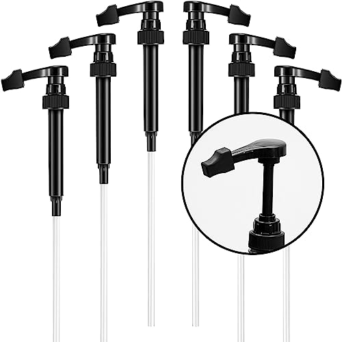 Image of Kigley 6 Pieces Coffee Syrup Pump Dispenser with Tip Cover Fits 750ml /25.4oz Bottles, Skinny Syrup Pump for Coffee Flavoring, Creamers, Caramel, Beverages, Dinning Cafe Bar Drinking Mixes(Black)