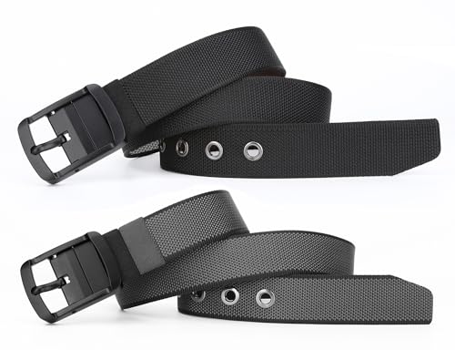 MILORDE Men's Reversible Nylon Web, 35MM, Dressy Casual Work Belt with Automatic Buckle Quick Release, Full Adjustable2