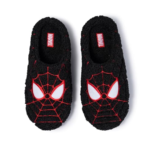 Ground Up Spider-Man Mens Scuff Slippers, Black, Size 11-12 Men