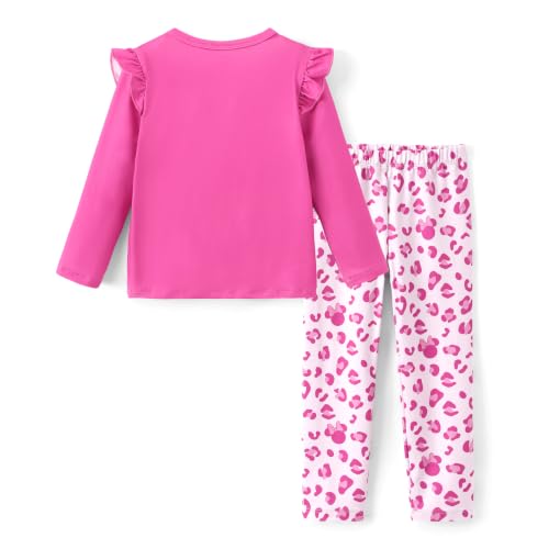Image of Disney Girls Outfits Long Sleeve Lightweight Shirt +Leggings Clothing Sets | Officially Licensed丨Toddler Girl Fall Clothes丨Cute Character Print丨Soft Stretch Fabric丨Ruffle Detail丨Lightweight Wear