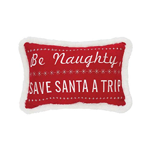 C&F Home 8" x 12" Be Naughty Petite Decor Decoration Christmas Embellished Throw Pillow for Sofa Couch or Bed 8" x 12" Red