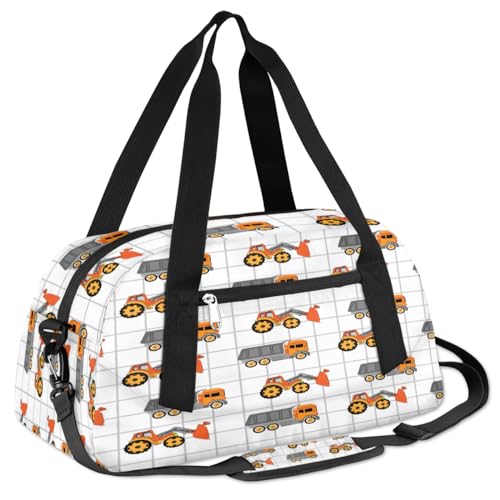 Kids Duffel Bag Cute Truck Excavator Pattern,Sport Gym Bag for Boys Girls,Weekender Overnight Tote Bag Carry On Duffel Bag3
