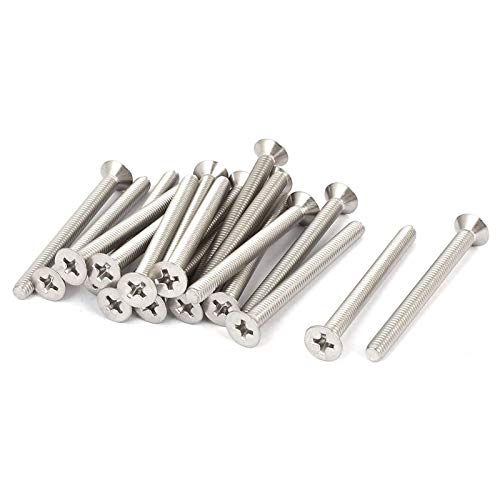 30 Pcs M4-0.7x70mm Flat Head Machine Screws, Phillips Cross Screw, Phillips Drive，304 Stainless Steel, Fasteners Bolts，Countersunk Machine Screws