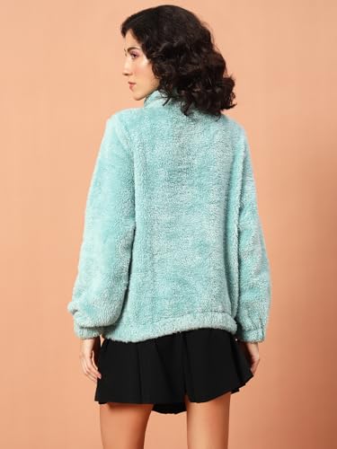 Image of THE DRY STATE Women's Fur Jacket With Wing Collar & Front Zip Open