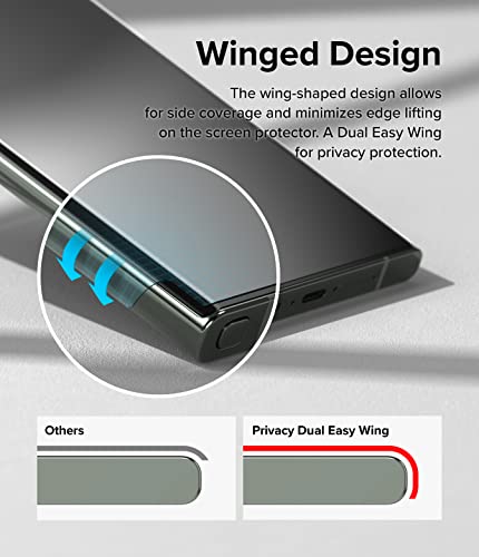 Ringke Privacy Dual Easy Wing Film [Anti-spy] Compatible with Samsung Galaxy S23 Ultra Privacy Screen Protector 5G Self-Healing Properties Anti-Fingerprint Coating Film with Easy Application Kit