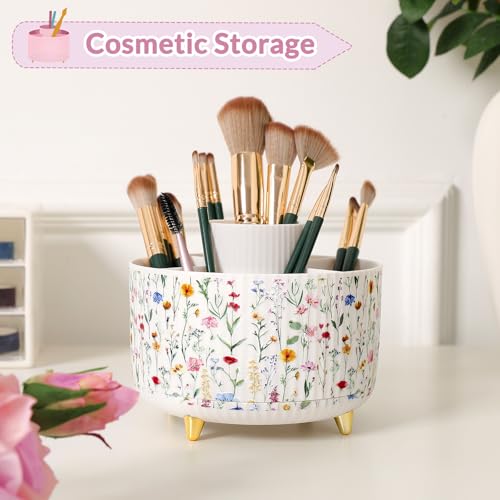 Image of SKYDUE 360 Degree Rotating Desk Organizer, Dual-Purpose Pencil Pen Holder for Desktop, Desk Pen Organizer with 5 Slots, Office Supplies, Pencil Cup for Office, School, Home