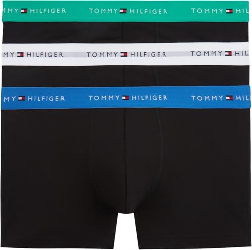 Tommy Hilfiger Herren 3er Pack Boxershorts Trunks aus Baumwolle mit Stretch, Schwarz (Jde Wnk/Blu Orb/Whte), M 1