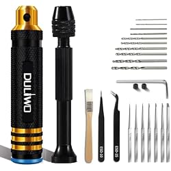 DULIWO Scribing Tool Kit for Gunpla – 7-Blade Model Scriber Chisel Set (0.1–2.0mm), Pin Vise Hand Drill with 10 Bits, Tweezers & Brush Included for Gundam HG/RG/MG, Resin Kits, Panel Line Engraving