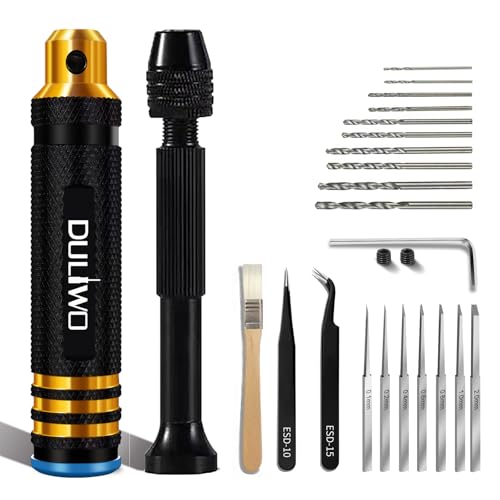 DULIWO Model Kit with Scribing Tools, Pin Vise Hand Drill Set, Tweezers, Brushes for Modelling Gundam Models, Metal Kits, Car and Aircraft Kits for Sscribing, Engraving, Panel lines, Resin,Detailing