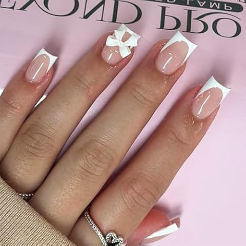 24pcs EONFAVE French Tip False Nails Cover