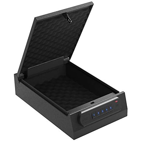 RPNB Gun Safe, Smart Pistol Safe w/5-Digit PIN Keypad Handgun Security Safe with LED & RFID Quick Access, Measures 14.5" x 9.1" x 3.5", Anchoring on Floor, Wall or Closet Cover