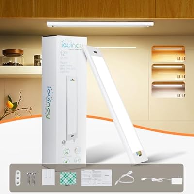 Under Cabinet Lights Plug in, 12 Inch Hand Wave LED Closet Light, 3 Color Temp 3000K/4000K/5000K Dimmable Under Counter Light, Under Cabinet Lighting for Kitchen, Workbench
