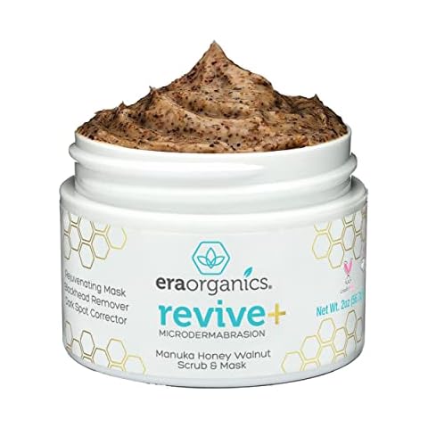 Era Organics Microdermabrasion Facial Scrub & Face Exfoliator - Spa Quality Exfoliating Face Mask with Manuka Honey & Walnut - Moisturizing Facial Exfoliant for Dry Skin, Blackheads, Wrinkles, Acne + Cover