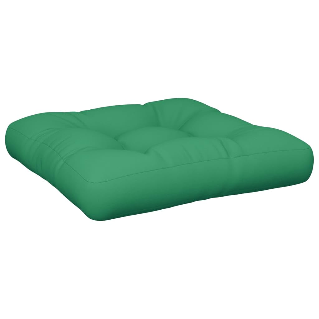 Coussin de palette vert 58x58 pour remplacer une assise de jardin trop dure