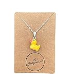 Duck Necklace, Rubber Duck Necklace, Silver Plated Chain, Ducky Necklace, Yellow Duck Necklaces, Novelty Necklace, BFF