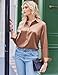 Zeagoo Blouse for Women Long Sleeve Brown Button Up Shirt Women Satin Top