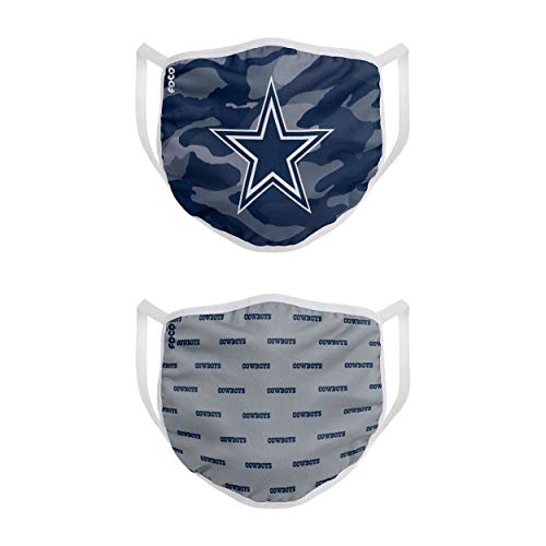 NFL Dallas Cowboys Unisex FOCO Face Mask 2 PK, Multi-color, OSFA, 2 Count (Pack of 1)