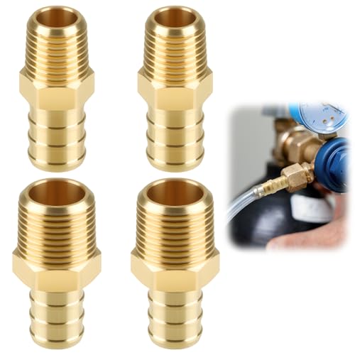4 Pack Brass Male to Male Hose Adapter, 1/2\" Pex 3/8\" Npt & 1/2\" Pex 1/4\" Npt Male Connector Fitting, Lead-Free Adapter, Rust and Corrosion Resistant, Designed for Various Plumbing Applications