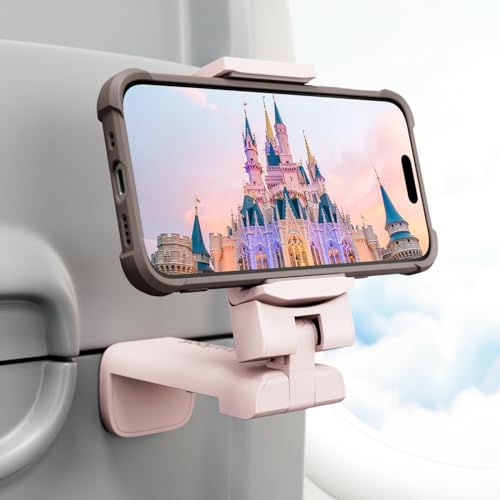 Valentine's Airplane Phone Holder, Klearlook Universal Flight Phone Mount with Multi-Directional 360° Rotation, Travel Must Haves Handsfree Gadgets for Flying, Table, Pink