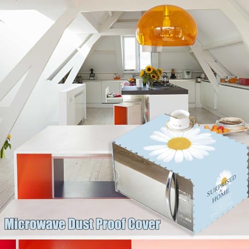HERCHR Mikrowellen-Ofen-Abdeckung, Staub dichte Baumwoll-Maschine Schutz Anti-Staub-Leinen gewebe Mikrowelle Staub dichte Stoff Abdeckung Dekorative Küchengeräte Abdeckung(Gänseblümchen)