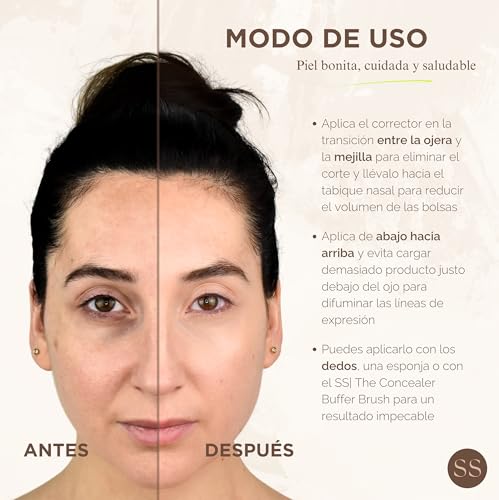 SS| Double S Beauty - Corrector Ojeras Mágico | Antiojeras Mujer Piel Bonita, Cuidada y Saludable | Ojos Contorno Maquillaje Textura y Pigmentación Ideal | Borrador Ojeras Alta Cobertura Mate (Medio) - imagen 4
