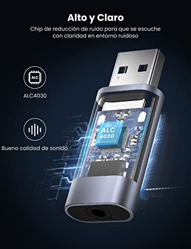 UGREEN Tarjeta de Sonido Externa Adaptador de Audio USB a Jack 3.5mm TRRS Convertidor Auxiliar para Auriculares y Micrófono Compatible con PC, MacBook, PS5/4, Altavoces - imagen 4