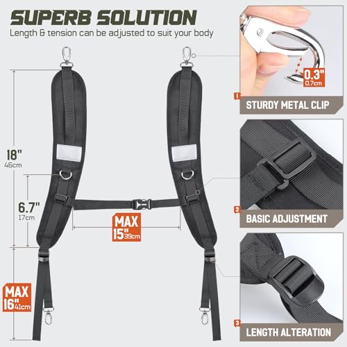 Pitozer Alças de mochila, alça de ombro para bolsas de substituição de alça acolchoada alça de bolsa