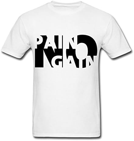 Lidong No Pain No Gain Creative Men's T-Shirts White XXL