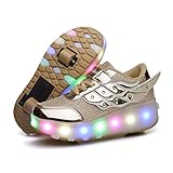  evenlove USB wiederaufladbar Unisex Kinder Inline Skates Outdoor Sport Fitnessschuhe Skateboardschuhe mit Rollen Drucktaste Einstellbare Rollerblades Gymnastik Running Sneaker für Jungen M?dchen