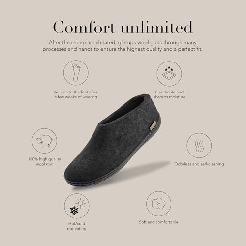 Image of Glerups 100% quality wool mix Shoe Slipper with rubber sole - Unisex