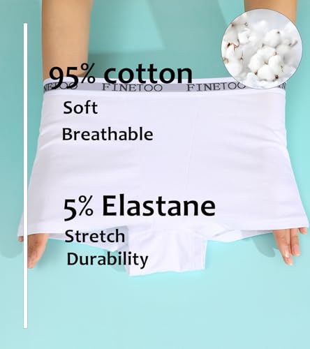 FINETOO Womens Cotton Boy Shorts Underwear Full Coverage Soft Boxer Briefs Panties for Lady Girls 6 Pack4