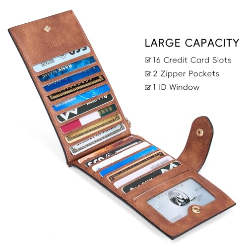 CLUCI Wallet for Women Leather Slim Womens Wallet RFID Blocking Bifold Credit Card Holder with Zipper Pocket2