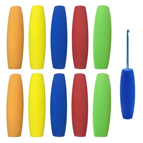 Crochet Hook Grips,10Pcs Ergonomic Crochet Hook Handle Removable Grips for Comfort and Arthritic Hands(Color Mixing)