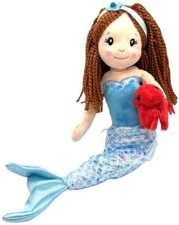 The Petting Zoo Mermaid Doll with Lobster Stuffed Animal- Great Gifts for Girls, Mermaid Plush Doll with Lobster Plush Toy, 17 inch (Red Hair)