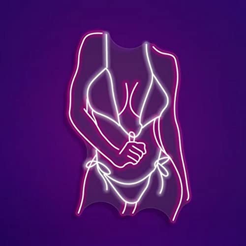 Image of Women Neon Sign 20 inches Bikini Body Led Neon Signs Lady Light for Bedroom, Living Room, Home, Bar Shop Wall Decor Gift (Bikini body-pink /white)
