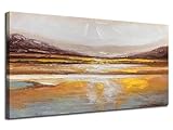 Ardemy Abstract Wall Art Canvas Texture Strokes Large 48'x24'- Aesthetics Painting for Home Office Warm Earth Tone Soft Artwork Framed Picture Bedroom Living Room Kitchen Dining Room Wall Decor