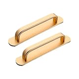 CcHhyyt 2 tiradores autoadhesivos de aleación de aluminio para armarios con puerta corredera autoadhesiva para pegar en frigorífico, armarios de cocina o cajones (128 mm, dorado)