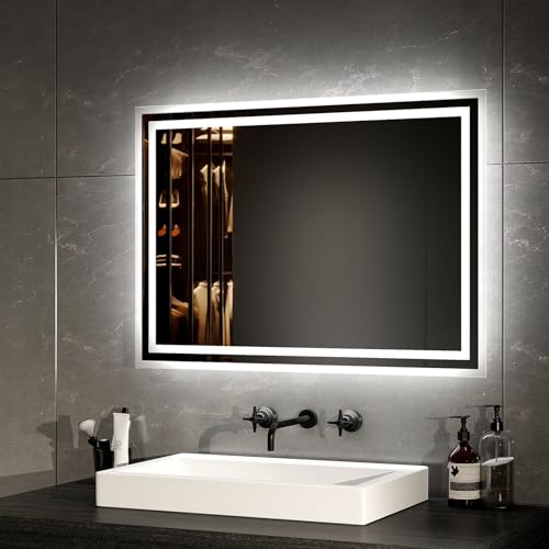 EMKE LED Badspiegel mit Beleuchtung 70x50cm, Anti-Beschlag-Funktion – Ansicht 1