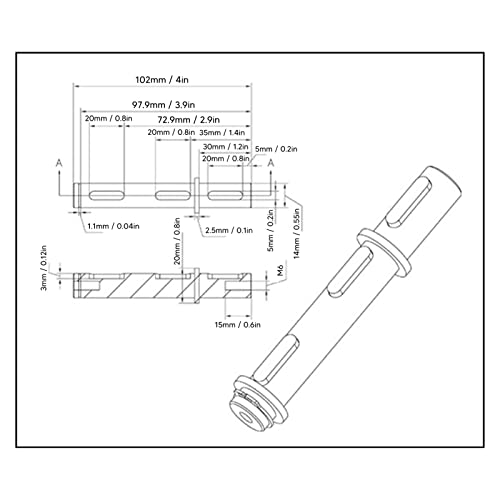Einzelausgangswelle, 14mm Motorwelle aus legiertem Stahl RV30,Schneckenreduzierer-Ausgangswelle für NMRV030 RV030 Schneckengetriebe-Drehzahlreduzierer