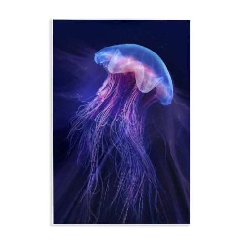 Stupell Industries Vivid Purple Jellyfish Swimming Ocean Sea Life, Design by Steve Hunziker