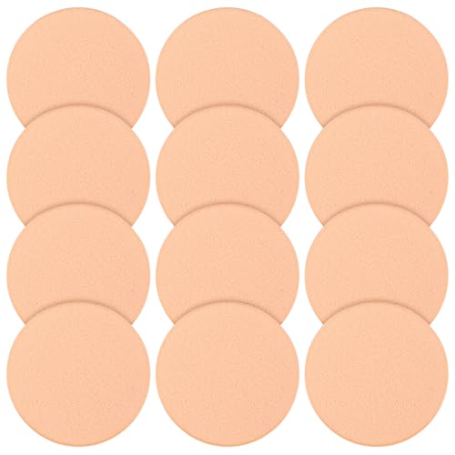 12 Pcs Round Make Up Sponges, Puffs Foam Sponges Applicator for Liquid Foundation Makeup Cosmetic, Cleanser, Wet and Dry Dual Use