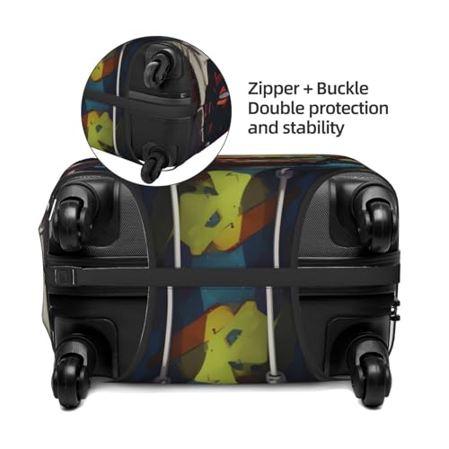 Elastic Luggage Cover Anti Scratch Dirt Covers, Cool Black Boy Who Loves Music Travel Luggage Cover Suitcase Protector Fits 31-32 Inch Luggage4