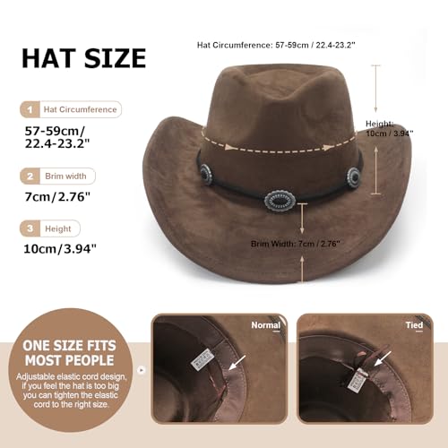 Image of LIDHAY Cowboy Hat for Women and Men Felt Wide Brim Suede Cowboy Cowgirl Hats Felt Cattleman Western Hats