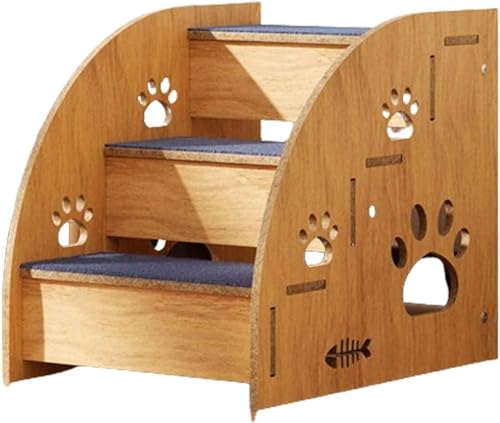kxptso 猫用ペットステップ 滑り止め 犬 2段/3段/4段 ペット 屋内 屋外 木製 犬用ベッド 猫用屋内猫用 ペット用 ペット 滑り止め犬用ベッドステップ 猫用ペット ハイベッドペット小型犬 中型犬 大型犬 (30x35x40cm,木の色)