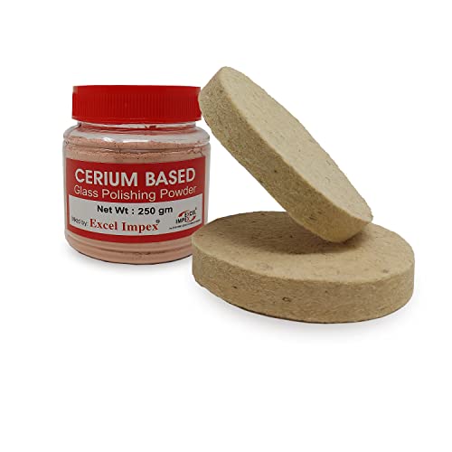 Excel Impex Cerium Oxide 250g With Polishing Disc (1 Pair of namada) for Polishing and clearing Minor Marks on Glass