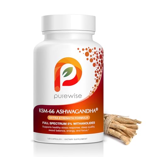 PureWise KSM-66 Ashwagandha 600mg Extra Strength Formula - Stress Relief