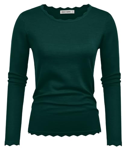 Image of GRACE KARIN Women's High Stretchy Long Sleeve Pullover Sweater Blouse Top