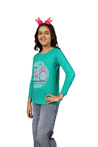 Image of KYDA KIDS 100% Cotton Girls Full Sleeve Printed T-Shirt,Regular fit Round Neck Tops (Pack of 3)