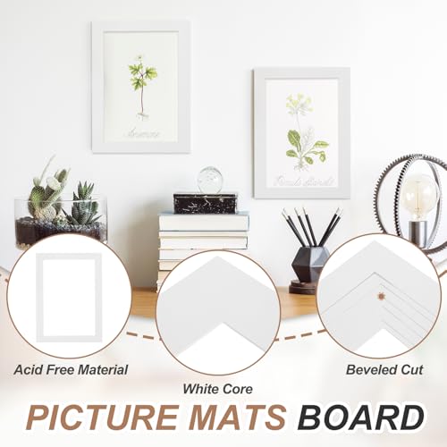 PATIKIL 6x4 Passepartout für 4x3 Fotos, 6er Pack vorgeschnittene säurefreie Passepartoutkarton mit weißem Kern für Bilderrahmen, Fotos, Drucke, Kunstwerke, Weiß